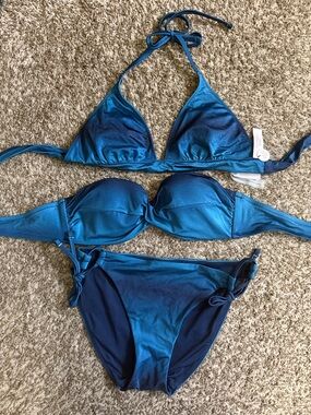 Victoria's Secret Blue Ombre Bikini Set - Two Tops + Bottoms